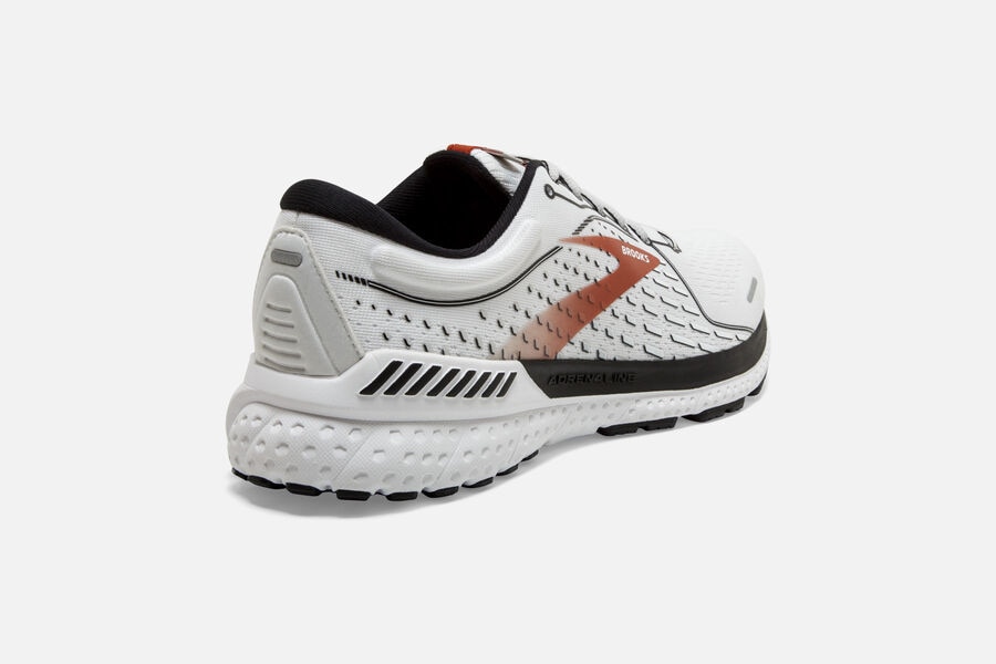 Brooks Running Shoes - Adrenaline GTS 21 Road Mens - White/Black/Orange - ATE-047528